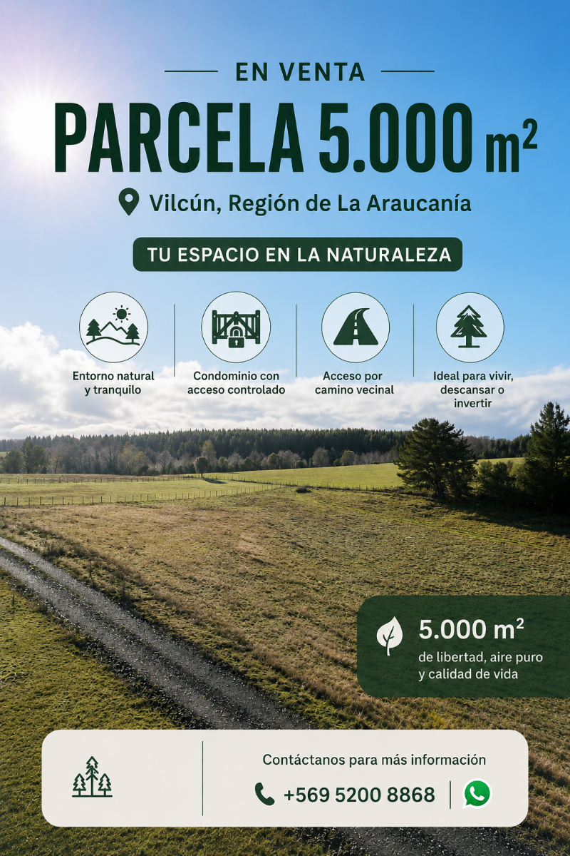 Hermosa parcela en Vilcún