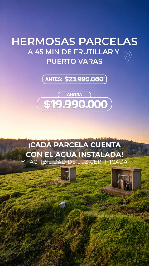Parcelas 5.000m2 con agua en región de Los Lagos 