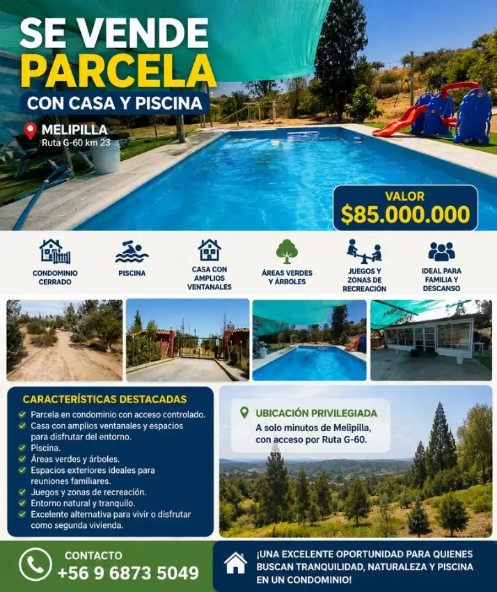 PARCELA CON CASA Y PISCINA EN CONDOMINIO