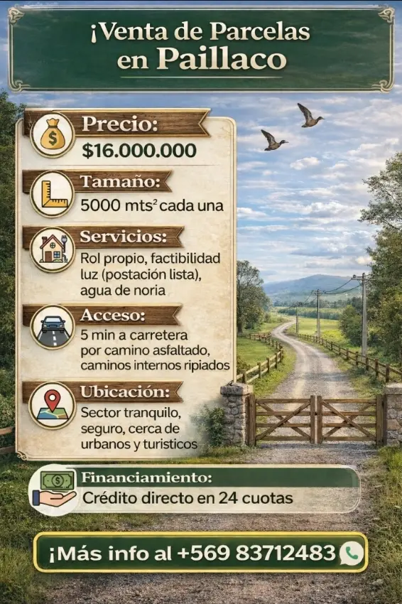 Parcela 5000mts en Paillaco