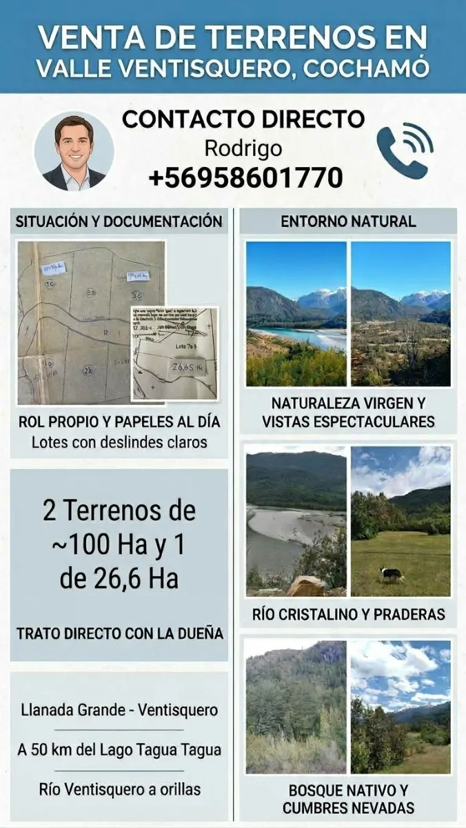  VENTA DE CAMPOS Y TERRENOS EN VALLE VENTISQUERO - COCHAMÓ — foto 1
