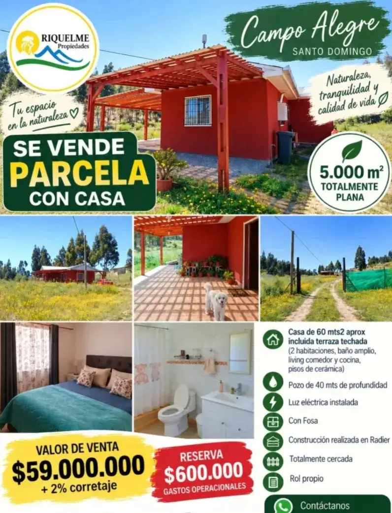 Se vende parcela con casa comuna de Santo Domingo