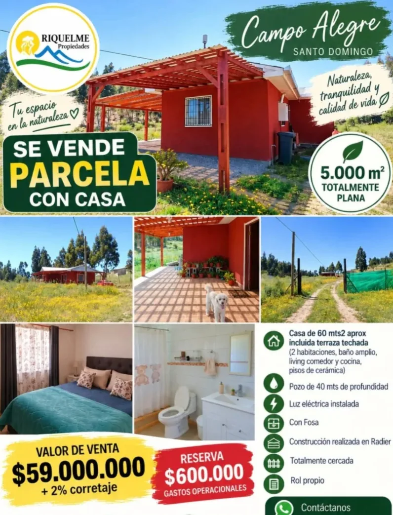 Se vende parcela con casa comuna de Santo Domingo, foto 1