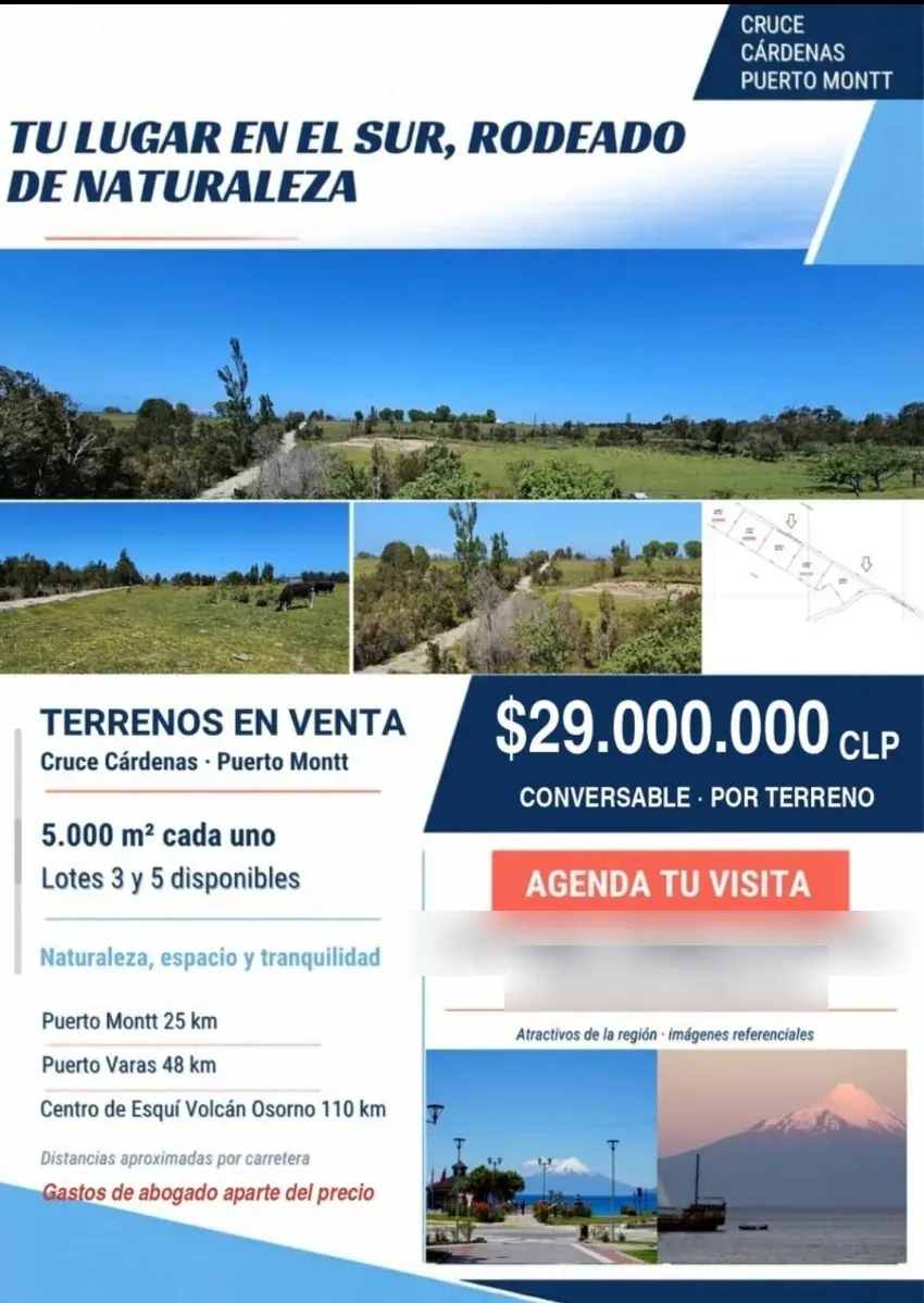 Parcelas 5.000m² rol propio - Cruce Cárdenas, Pto. Montt